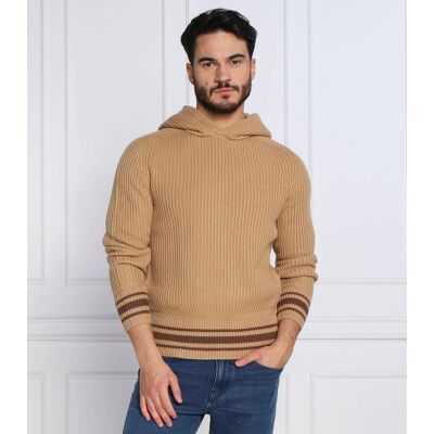 Boss BLACK Wełniany sweter Lampione Regular Fit camel L Boss BLACK Wełniany sweter Lampione Regular Fit camel L