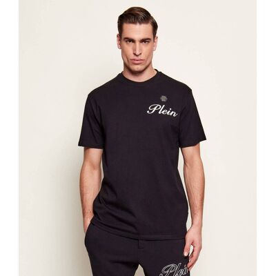 Philipp Plein T-shirt Embossed Signature Regular Fit czarny M Philipp Plein T-shirt Embossed Signature Regular Fit czarny M