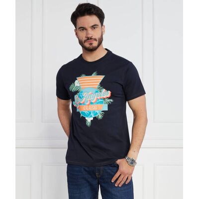 Guess T-shirt SS CN CALIFORNIA FLO Regular Fit granatowy S Guess T-shirt SS CN CALIFORNIA FLO Regular Fit granatowy S