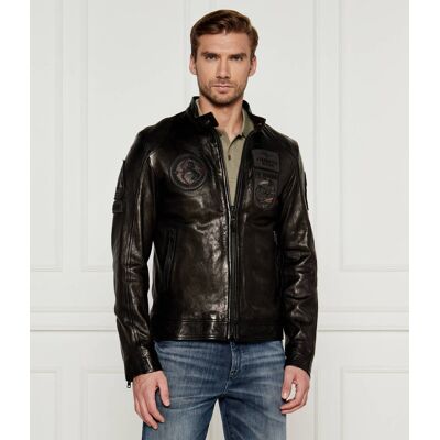 Aeronautica Militare Skórzana kurtka MOTOCICLISTA Regular Fit czarny 52 Aeronautica Militare Skórzana kurtka MOTOCICLISTA Regular Fit czarny 52