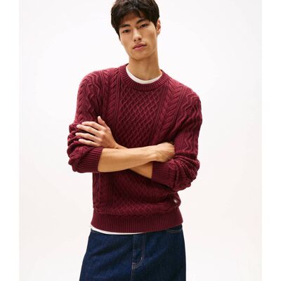 Tommy Jeans Sweter Slim Fit bordowy XXL Tommy Jeans Sweter Slim Fit bordowy XXL