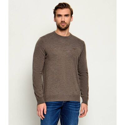 Aeronautica Militare Wełniany sweter Regular Fit brązowy XL Aeronautica Militare Wełniany sweter Regular Fit brązowy XL