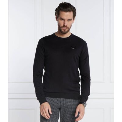 Calvin Klein Sweter SILK BLEND CN Slim Fit z dodatkiem jedwabiu czarny XXL Calvin Klein Sweter SILK BLEND CN Slim Fit z dodatkiem jedwabiu czarny XXL