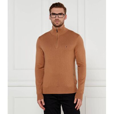 Tommy Hilfiger Sweter ZIP MOCK Regular Fit z dodatkiem kaszmiru camel L Tommy Hilfiger Sweter ZIP MOCK Regular Fit z dodatkiem kaszmiru camel L