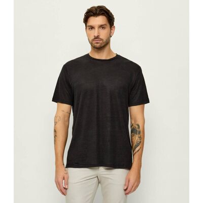 Rag&Bone; Lniany t-shirt Classic fit czarny M Rag&Bone; Lniany t-shirt Classic fit czarny M