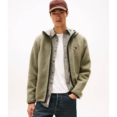 Tommy Jeans Polarowa bluza Regular Fit zielony M Tommy Jeans Polarowa bluza Regular Fit zielony M