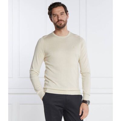Calvin Klein Sweter SILK BLEND CN Slim Fit z dodatkiem jedwabiu piaskowy XXL Calvin Klein Sweter SILK BLEND CN Slim Fit z dodatkiem jedwabiu piaskowy XXL