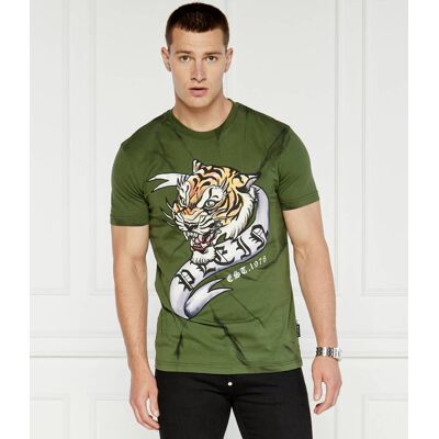 Philipp Plein T-shirt Tattoo Regular Fit zielony L Philipp Plein T-shirt Tattoo Regular Fit zielony L