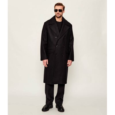 AllSaints Wełniany płaszcz CURRAN czarny 40 AllSaints Wełniany płaszcz CURRAN czarny 40