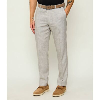 Oscar Jacobson Lniane spodnie Dandy Slim Fit beżowy 52 Oscar Jacobson Lniane spodnie Dandy Slim Fit beżowy 52