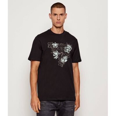 Guess T-shirt FLOWER Regular Fit czarny XXL Guess T-shirt FLOWER Regular Fit czarny XXL