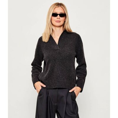 Marella SPORT Wełniany sweter DOTTO Relaxed fit czarny XL Marella SPORT Wełniany sweter DOTTO Relaxed fit czarny XL