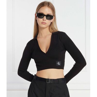 Calvin Klein Jeans Sweter Cropped Fit czarny L Calvin Klein Jeans Sweter Cropped Fit czarny L