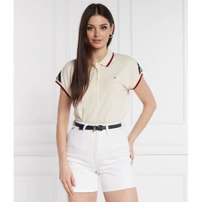 Tommy Hilfiger Polo Regular Fit beżowy S Tommy Hilfiger Polo Regular Fit beżowy S