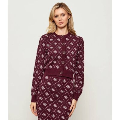 Guess Kardigan SARAH Regular Fit z dodatkiem wełny bordowy XL Guess Kardigan SARAH Regular Fit z dodatkiem wełny bordowy XL