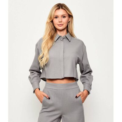 Marella Wełniana koszula Livia Cropped Fit szary 40 Marella Wełniana koszula Livia Cropped Fit szary 40