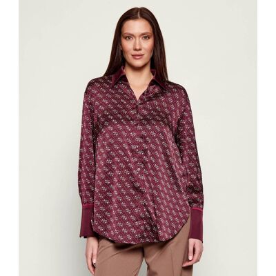 Guess Satynowa Koszula ALEXANDRA Regular Fit bordowy XS Guess Satynowa Koszula ALEXANDRA Regular Fit bordowy XS
