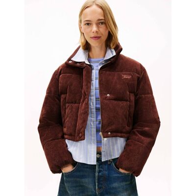 Tommy Jeans Kurtka Cropped Fit sztruks brązowy L Tommy Jeans Kurtka Cropped Fit sztruks brązowy L