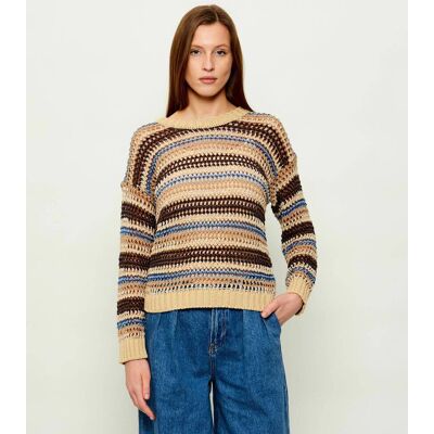 Weekend MaxMara Lniany sweter WKDONIRICA Regular Fit brązowy M Weekend MaxMara Lniany sweter WKDONIRICA Regular Fit brązowy M