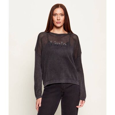 Liu Jo Sport Sweter Relaxed fit grafitowy S Liu Jo Sport Sweter Relaxed fit grafitowy S