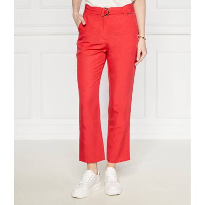 Liu Jo Spodnie chino + pasek Regular Fit z dodatkiem lnu czerwony 34 Liu Jo Spodnie chino + pasek Regular Fit z dodatkiem lnu czerwony 34