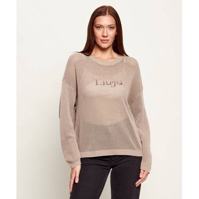 Liu Jo Sport Sweter Relaxed fit beżowy XS Liu Jo Sport Sweter Relaxed fit beżowy XS
