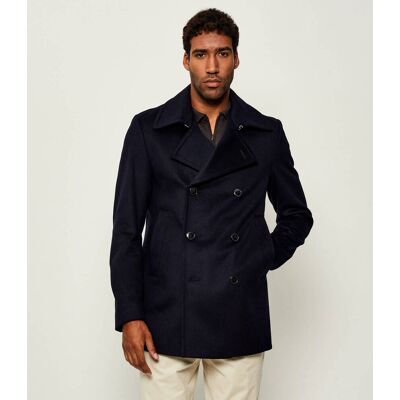 Boss BLACK Wełniany płaszcz H-Hyde-Pcoat-254 z dodatkiem kaszmiru granatowy 56 Boss BLACK Wełniany płaszcz H-Hyde-Pcoat-254 z dodatkiem kaszmiru granatowy 56