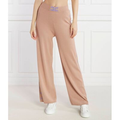 Elisabetta Franchi Spodnie dzianinowe Regular Fit beżowy 44 Elisabetta Franchi Spodnie dzianinowe Regular Fit beżowy 44