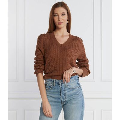 Tommy Hilfiger Wełniany sweter SOFT CABLE Regular Fit brązowy S Tommy Hilfiger Wełniany sweter SOFT CABLE Regular Fit brązowy S