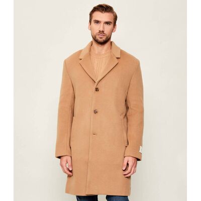 Calvin Klein Wełniany płaszcz beżowy 42 Calvin Klein Wełniany płaszcz beżowy 42