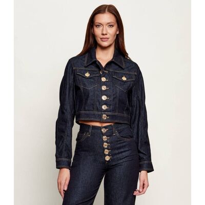 DONDUP - made in Italy Kurtka jeansowa Cropped Fit granatowy 40 DONDUP - made in Italy Kurtka jeansowa Cropped Fit granatowy 40