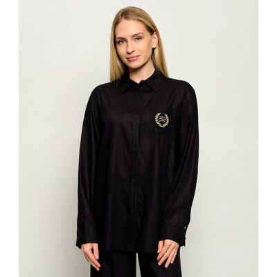 Karl Lagerfeld Jeans Koszula Hotel Karl Regular Fit z dodatkiem lnu czarny M Karl Lagerfeld Jeans Koszula Hotel Karl Regular Fit z dodatkiem lnu czarny M