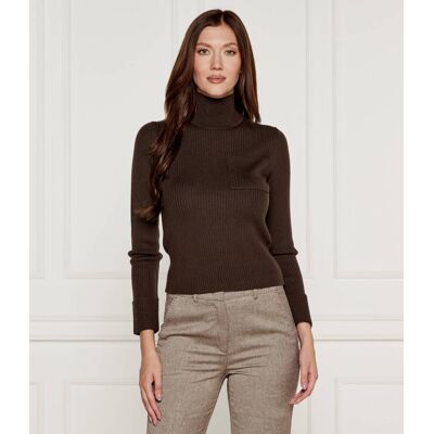 Marella SPORT Wełniany sweter Slim Fit brązowy XXL Marella SPORT Wełniany sweter Slim Fit brązowy XXL