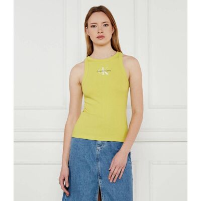 Calvin Klein Jeans Top Slim Fit limonkowy XS Calvin Klein Jeans Top Slim Fit limonkowy XS