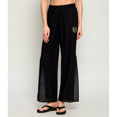 Karl Lagerfeld Jeans Spodnie Hotel Karl Relaxed fit z dodatkiem lnu czarny L Karl Lagerfeld Jeans Spodnie Hotel Karl Relaxed fit z dodatkiem lnu czarny L