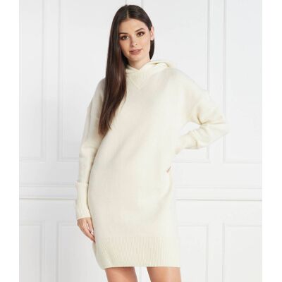 Boss BLACK Wełniana sukienka Faila kremowy M Boss BLACK Wełniana sukienka Faila kremowy M