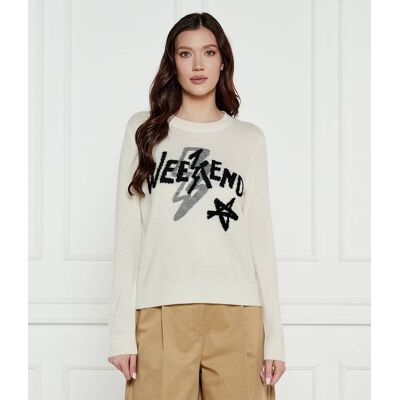 Weekend MaxMara Kaszmirowy sweter Kansas Regular Fit ecru XS Weekend MaxMara Kaszmirowy sweter Kansas Regular Fit ecru XS