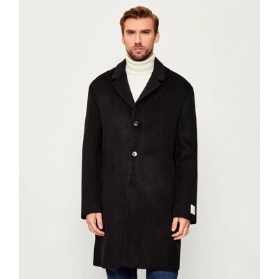 Calvin Klein Wełniany płaszcz czarny 42 Calvin Klein Wełniany płaszcz czarny 42