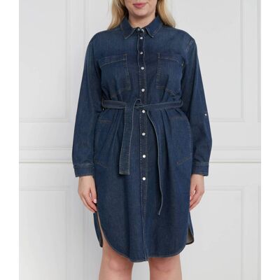 Persona by Marina Rinaldi Sukienka z paskiem plus size denim granatowy 42 Persona by Marina Rinaldi Sukienka z paskiem plus size denim granatowy 42