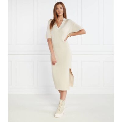 Tommy Hilfiger Sukienka OPEN POLO BLOUSSON SS z dodatkiem jedwabiu beżowy XL Tommy Hilfiger Sukienka OPEN POLO BLOUSSON SS z dodatkiem jedwabiu beżowy XL