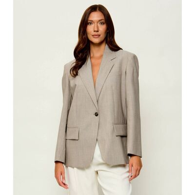 Weekend MaxMara Wełniana marynarka Wkdattila Oversize fit beżowy XS Weekend MaxMara Wełniana marynarka Wkdattila Oversize fit beżowy XS