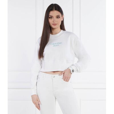 Calvin Klein Jeans Bluza STACKED INSTITUTIONAL Cropped Fit biały L Calvin Klein Jeans Bluza STACKED INSTITUTIONAL Cropped Fit biały L