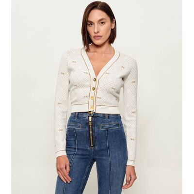 Elisabetta Franchi Kardigan Slim Fit ecru 34 Elisabetta Franchi Kardigan Slim Fit ecru 34