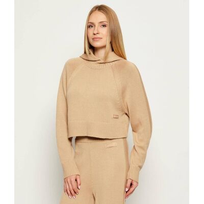 Giorgio Armani Exchange Sweter Cropped Fit z dodatkiem wełny beżowy XL Giorgio Armani Exchange Sweter Cropped Fit z dodatkiem wełny beżowy XL
