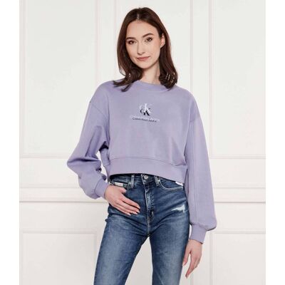Calvin Klein Jeans Bluza Cropped Fit fioletowy L Calvin Klein Jeans Bluza Cropped Fit fioletowy L