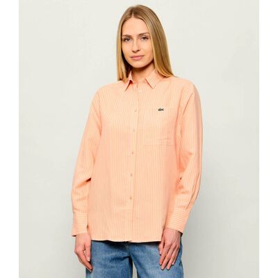 Lacoste Lniana koszula Oversize fit pomarańczowy 36 Lacoste Lniana koszula Oversize fit pomarańczowy 36