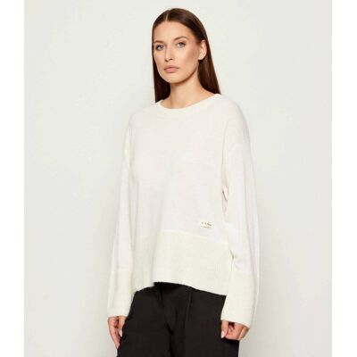 Giorgio Armani Exchange Wełniany sweter Relaxed fit ecru L Giorgio Armani Exchange Wełniany sweter Relaxed fit ecru L