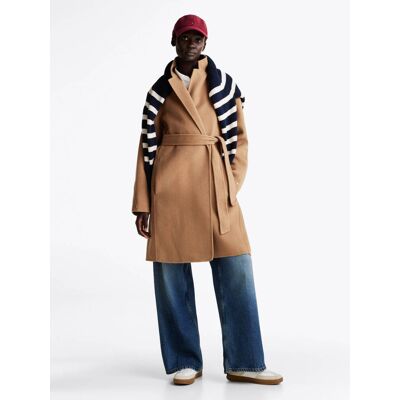 Tommy Hilfiger Wełniany płaszcz beżowy 38 Tommy Hilfiger Wełniany płaszcz beżowy 38