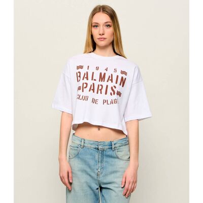 Balmain T-shirt Cropped Fit beżowy M Balmain T-shirt Cropped Fit beżowy M