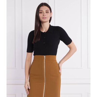 Trussardi Wełniane polo Slim Fit z dodatkiem kaszmiru czarny XS Trussardi Wełniane polo Slim Fit z dodatkiem kaszmiru czarny XS